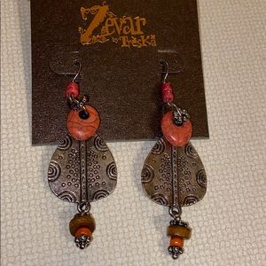Coral and Brownze Fashion Earrings